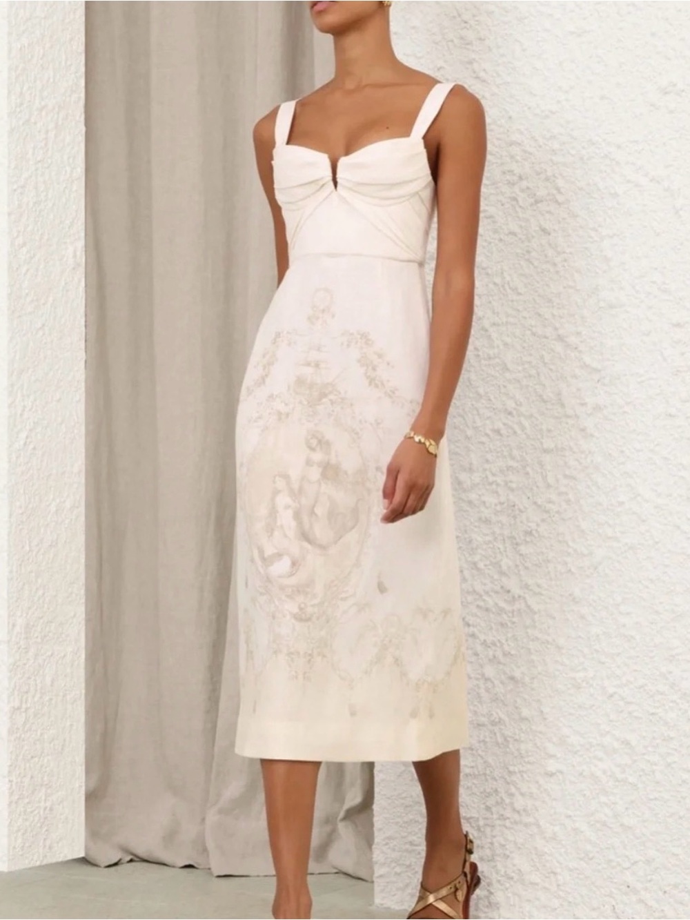 Zimmermann Drape Midi Dress in Mermaid Toile Size 1